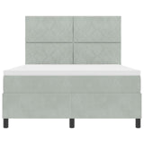 Box Spring Bed With Mattress & Led Light Grey 140X190 Cm Velvet