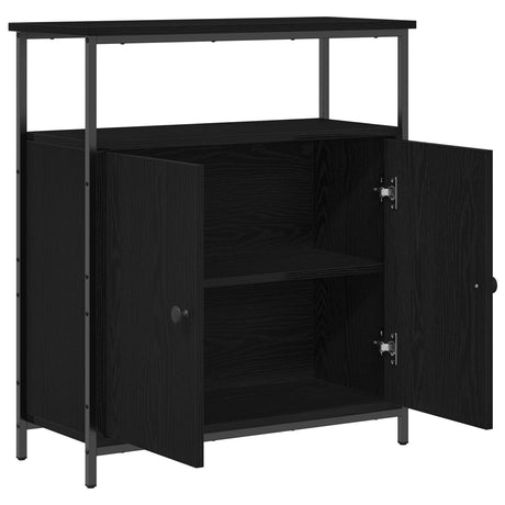 Wall-Mounted Cabinet Black Oak 69,5X34X90 Cm Engineered Wood