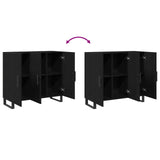 Sideboard With 3 Doors Black Oak 90X34X80 Cm Engineered Wood