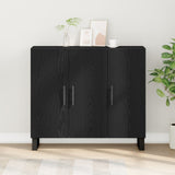 Sideboard With 3 Doors Black Oak 90X34X80 Cm Engineered Wood