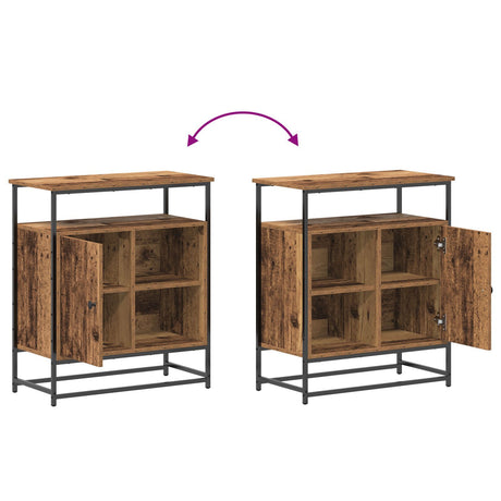 Sideboard Old Wood 69X35X80 Cm Engineered Wood And Steel