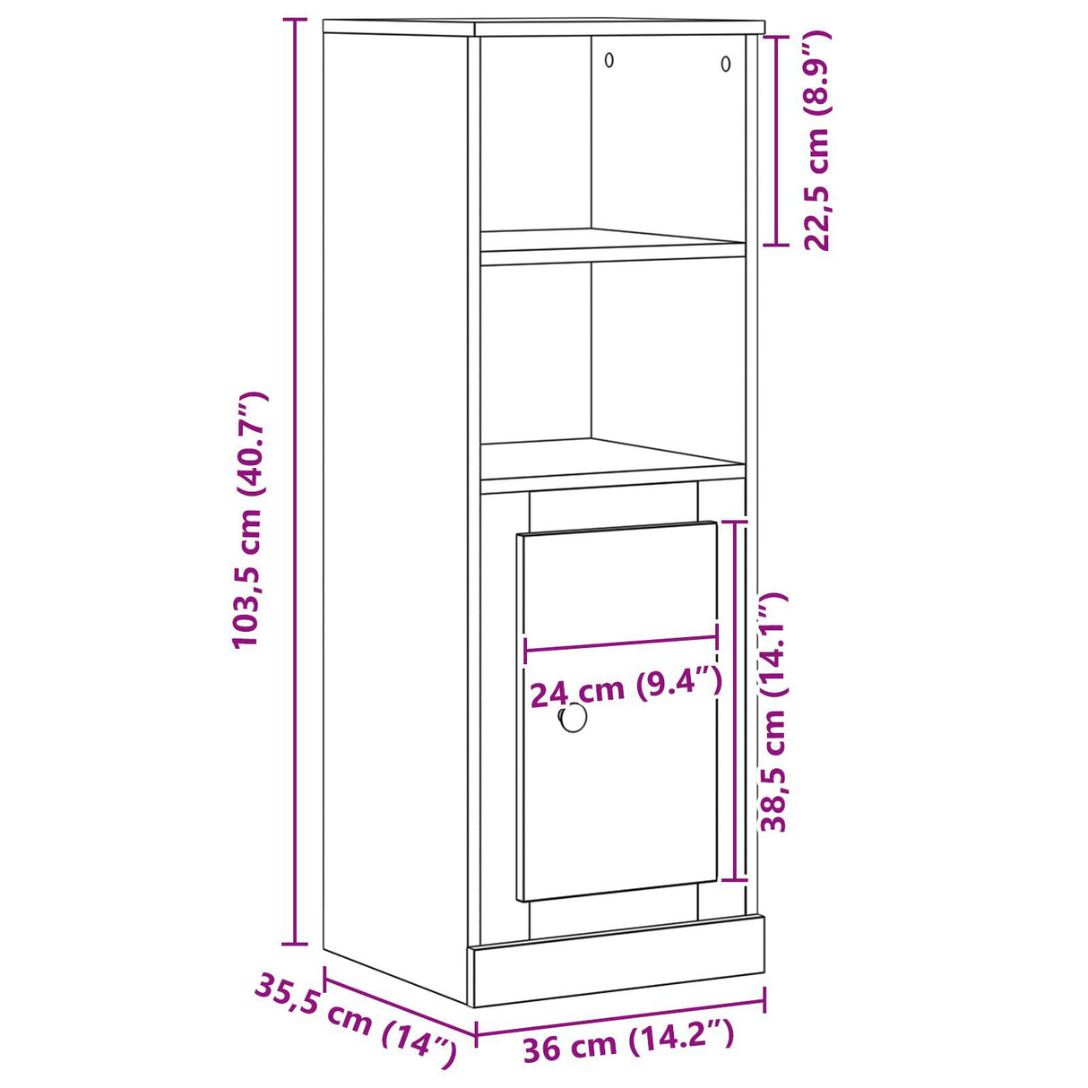 Highboard Black Oak 36X35.5X103.5 Cm Engineered Wood