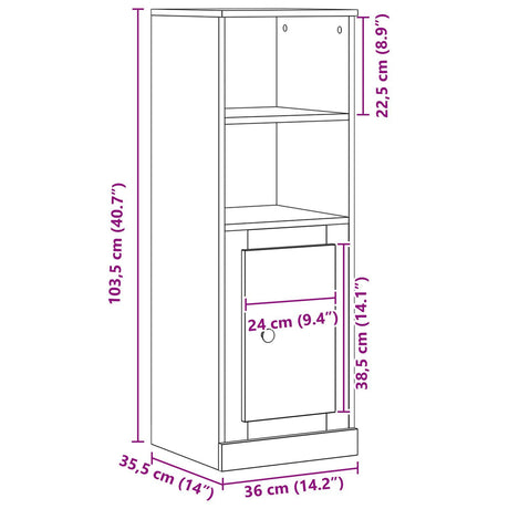 Highboard Black Oak 36X35.5X103.5 Cm Engineered Wood