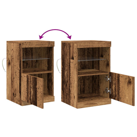 Sideboard With Led Lights Old Wood 41X37X67 Cm