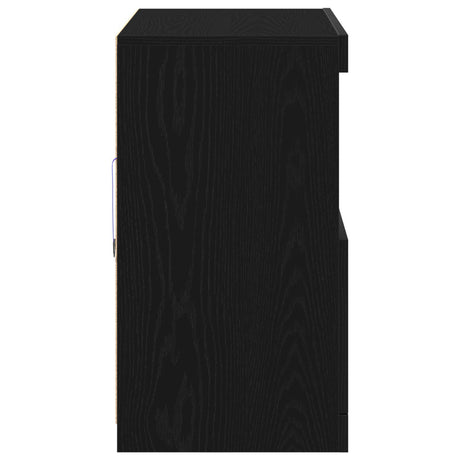 Sideboard With Led Lights Black Oak 81X37X67 Cm