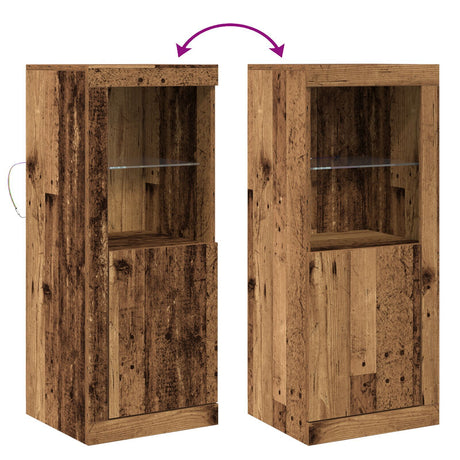 Sideboard With Led Lights Old Wood 41X37X100 Cm