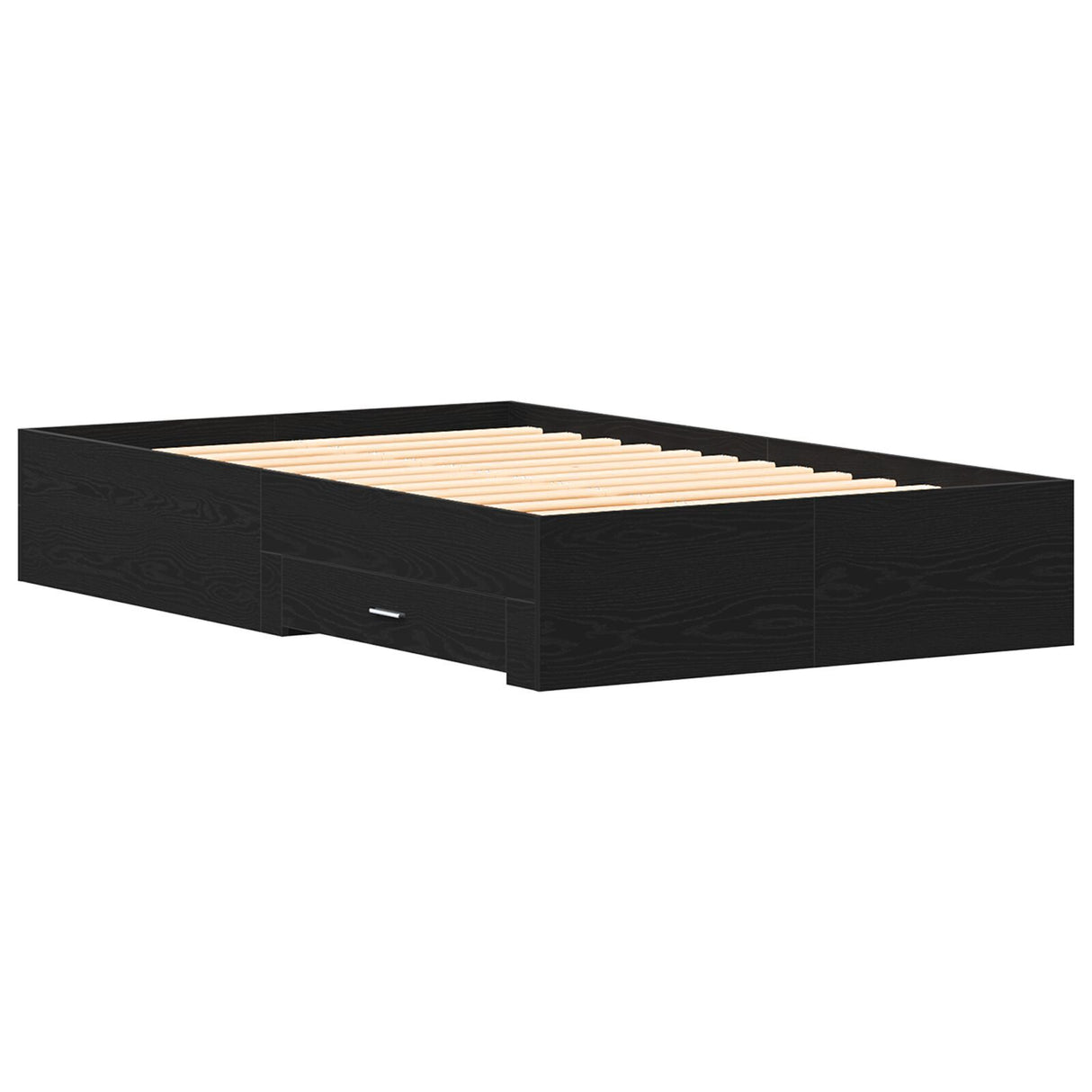 Bed Frame With Drawers Black Oak 120X190 Cm Engineered Wood