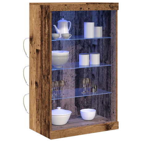 Sideboard With Led Lights Old Wood 60,5X37X100 Cm