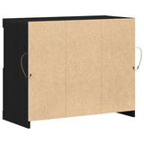 Sideboard With Led Lights Black Oak 81X37X67 Cm