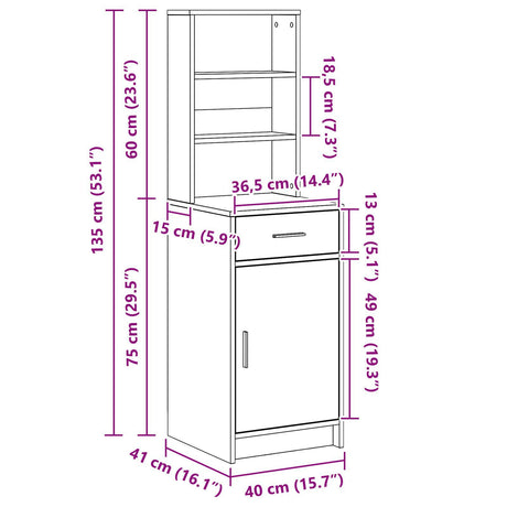 Tall Cabinet 40X41X135 Cm Made Of Engineered Wood