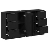 Sideboards 2 Pcs Black Oak 60X30X70 Cm Engineered Wood