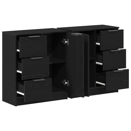 Sideboards 2 Pcs Black Oak 60X30X70 Cm Engineered Wood