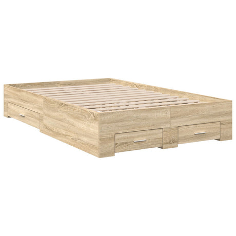 Bed Frame With Drawers Sonoma Oak 120X190 Cm Engineered Wood