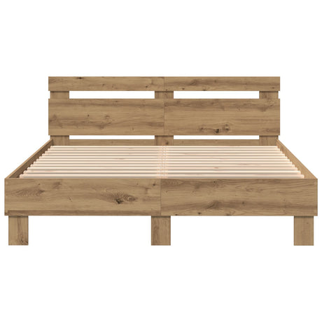 Wood Bed Frame Artisan Oak Wood 150 X 200 Cm