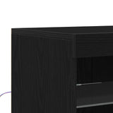 Sideboard With Led Lights Black Oak 41X37X100 Cm
