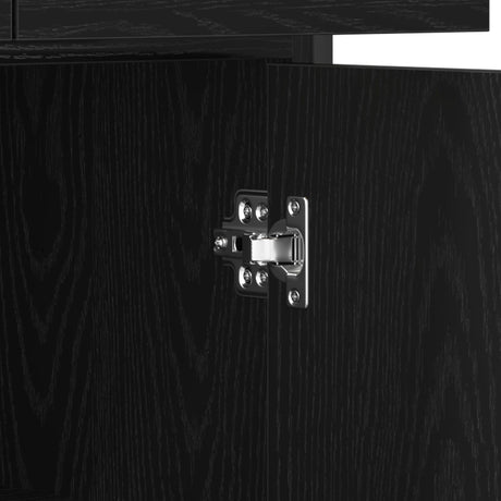 Sideboard Black Oak 70X30X80 Cm Engineered Wood And Steel