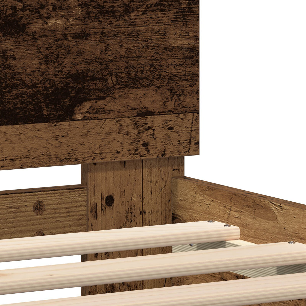 Wood Bed Frame Reclaimed Wood 140 X 190 Cm Convertible Bed Frame
