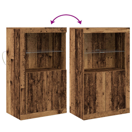 Sideboard With Led Lights Old Wood 60,5X37X100 Cm