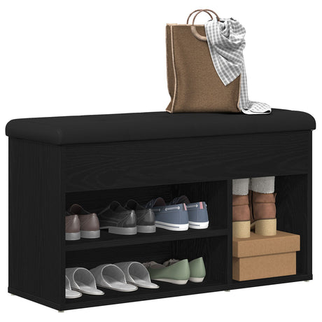 Storage Bench Black Oak 80X30X45 Cm Engineered Wood