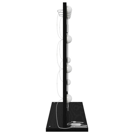 Vanity Mirror With Led Lights Black Oak 60X55X18 Cm