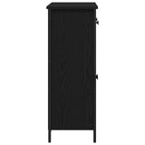Sideboard Black Oak 70X30X80 Cm Engineered Wood And Steel
