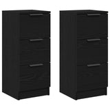 Sideboards 2 Pcs Black Oak 30X30X70 Cm Engineered Wood