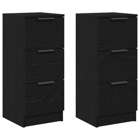 Sideboards 2 Pcs Black Oak 30X30X70 Cm Engineered Wood