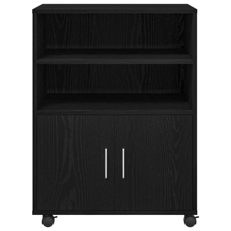 Rolling Cabinet Black Oak 60X48X81 Cm Engineered Wood