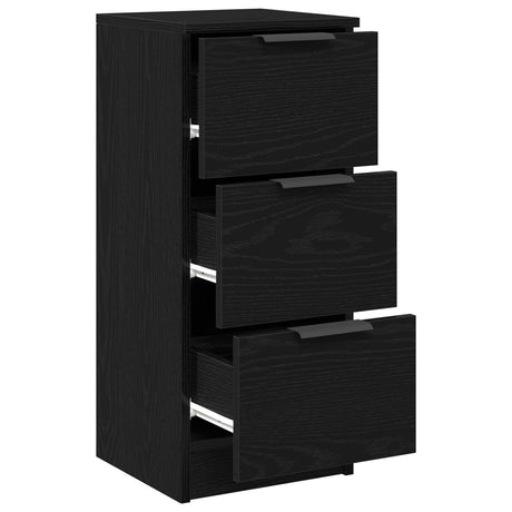 Sideboards 2 Pcs Black Oak 30X30X70 Cm Engineered Wood