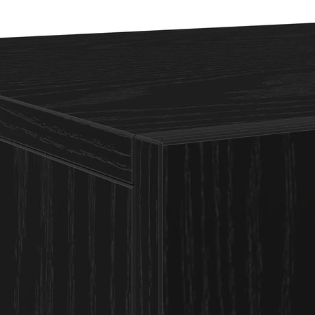 Sideboard With 3 Doors Black Oak 90X34X80 Cm Engineered Wood