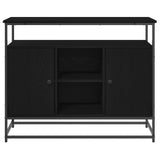 Sideboard Black Oak 100X35X80 Cm Engineered Wood And Steel