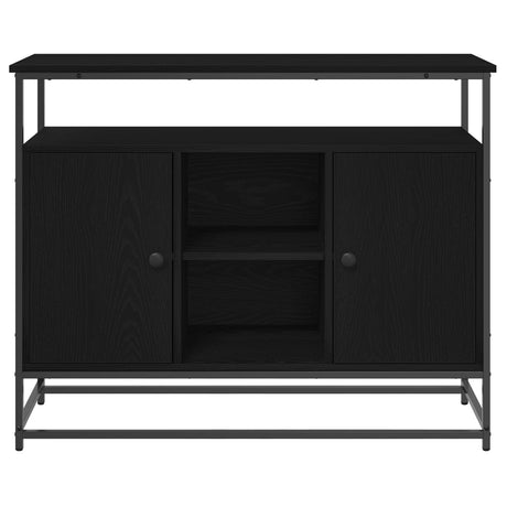 Sideboard Black Oak 100X35X80 Cm Engineered Wood And Steel