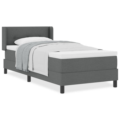 Box Spring Bed With Mattress Dark Grey 80X200 Cm Fabric,  Headboard Button Tufted Dark Grey 80 Cm Fabric