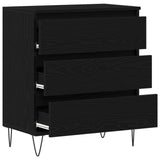 Sideboard With Drawers Black Oak 60X35X70 Cm Engineered Wood