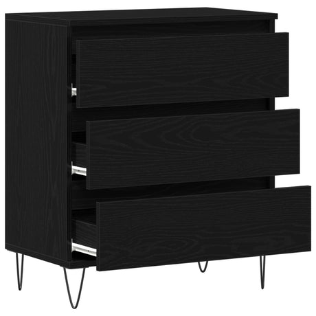 Sideboard With Drawers Black Oak 60X35X70 Cm Engineered Wood