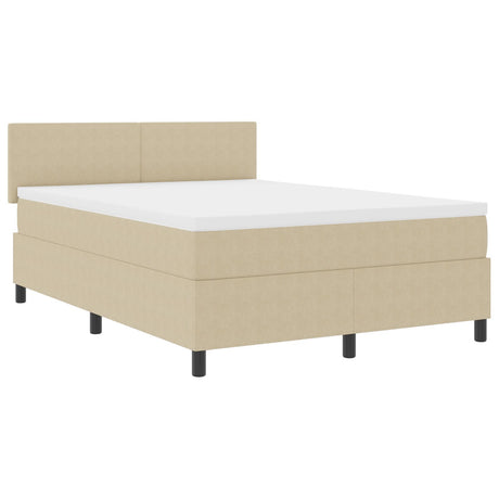 Box Spring Bed With Mattress & Led Light Green Grey 140X200 Cm Corduroy Fabric