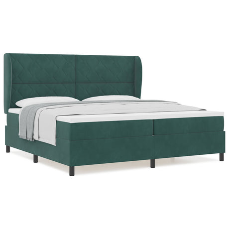 Box Spring Bed With Mattress Dark Green 200X200 Cm Velvet