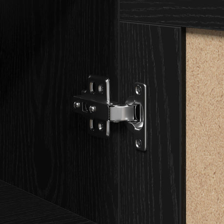 Wall-Mounted Cabinet In Black Oak - 69.5X34X90 Cm, Made From Engineered Wood
