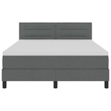 Box Spring Bed With Mattress & Led Dark Grey 140X190 Cm Fabric