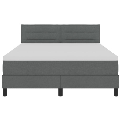 Box Spring Bed With Mattress & Led Dark Grey 140X190 Cm Fabric