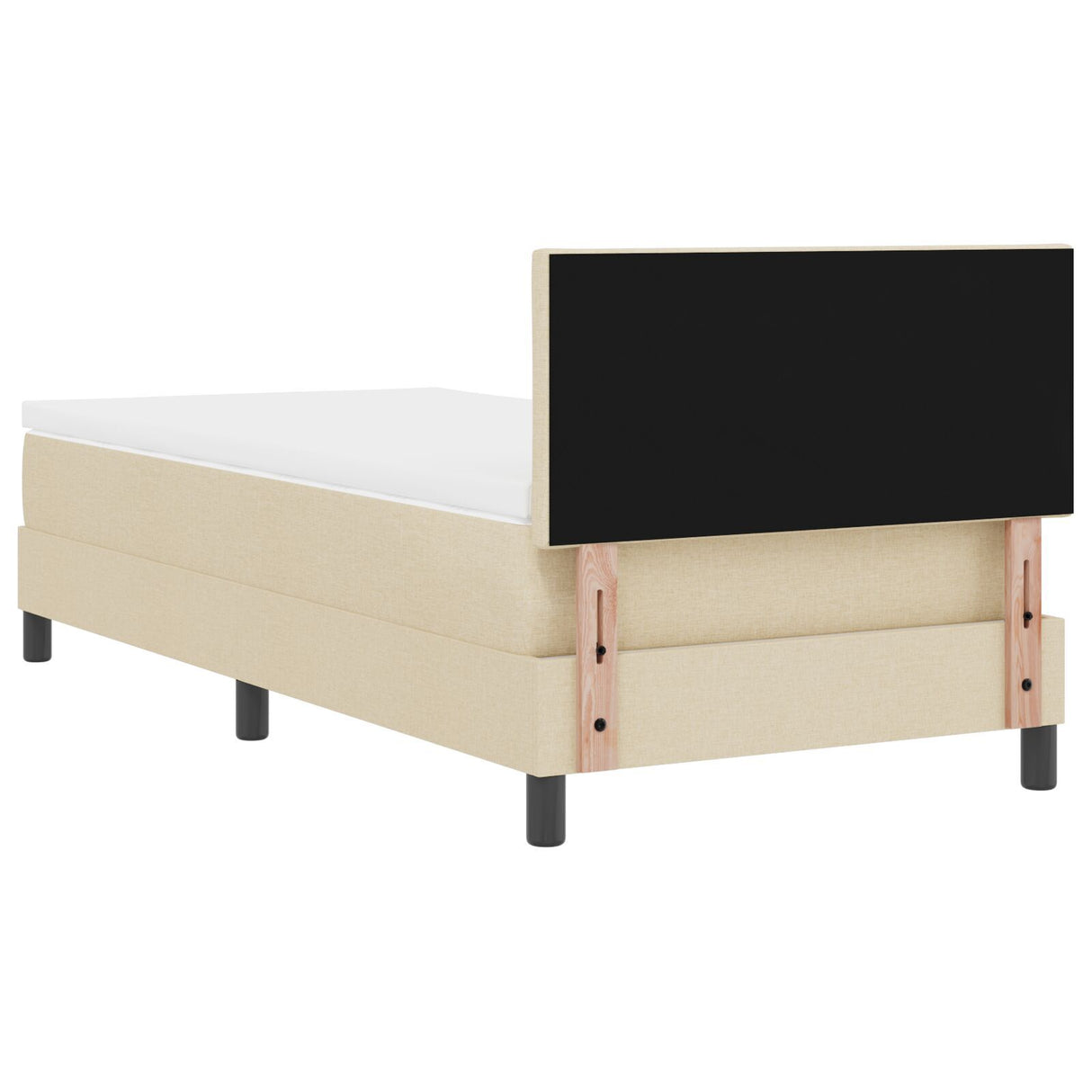 Box Spring Bed With Mattress & Led Cream 100X200 Cm Fabric