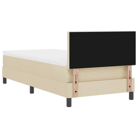 Box Spring Bed With Mattress & Led Cream 100X200 Cm Fabric