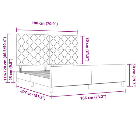 Blue Bed Frame 180X200 Cm Fabric