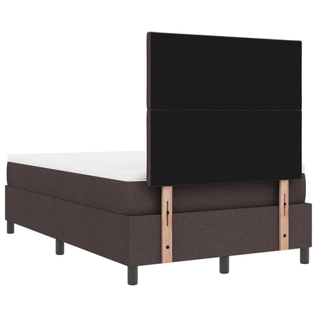 Box Spring Bed With Mattress & Led Dark Brown 120X200 Cm Fabric