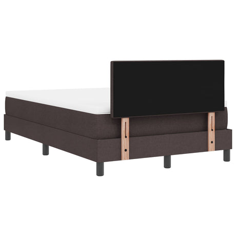 Box Spring Bed With Mattress & Led Dark Brown 120X190 Cm Fabric