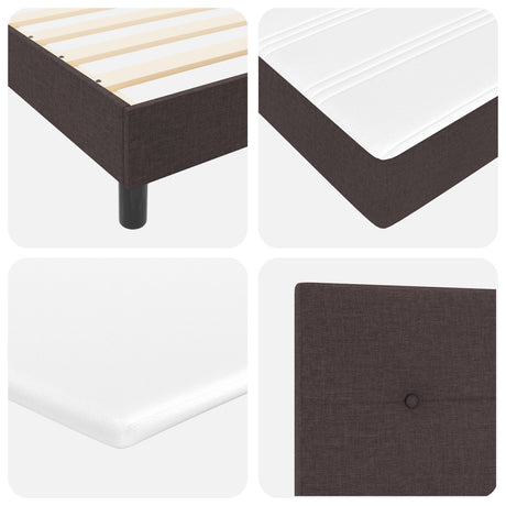 Box Spring Bed With Mattress & Led Dark Brown 120X190 Cm Fabric
