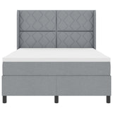 Box Spring Bed With Mattress & Led Light Grey 160X200 Cm Fabric