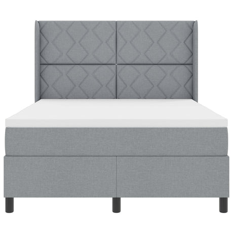 Box Spring Bed With Mattress & Led Light Grey 160X200 Cm Fabric