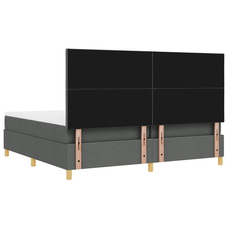 Box Spring Bed With Mattress & Led Dark Grey 200X200 Cm Fabric