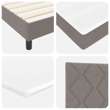 Box Spring Bed With Mattress & Led Taupe 80X200 Cm Fabric